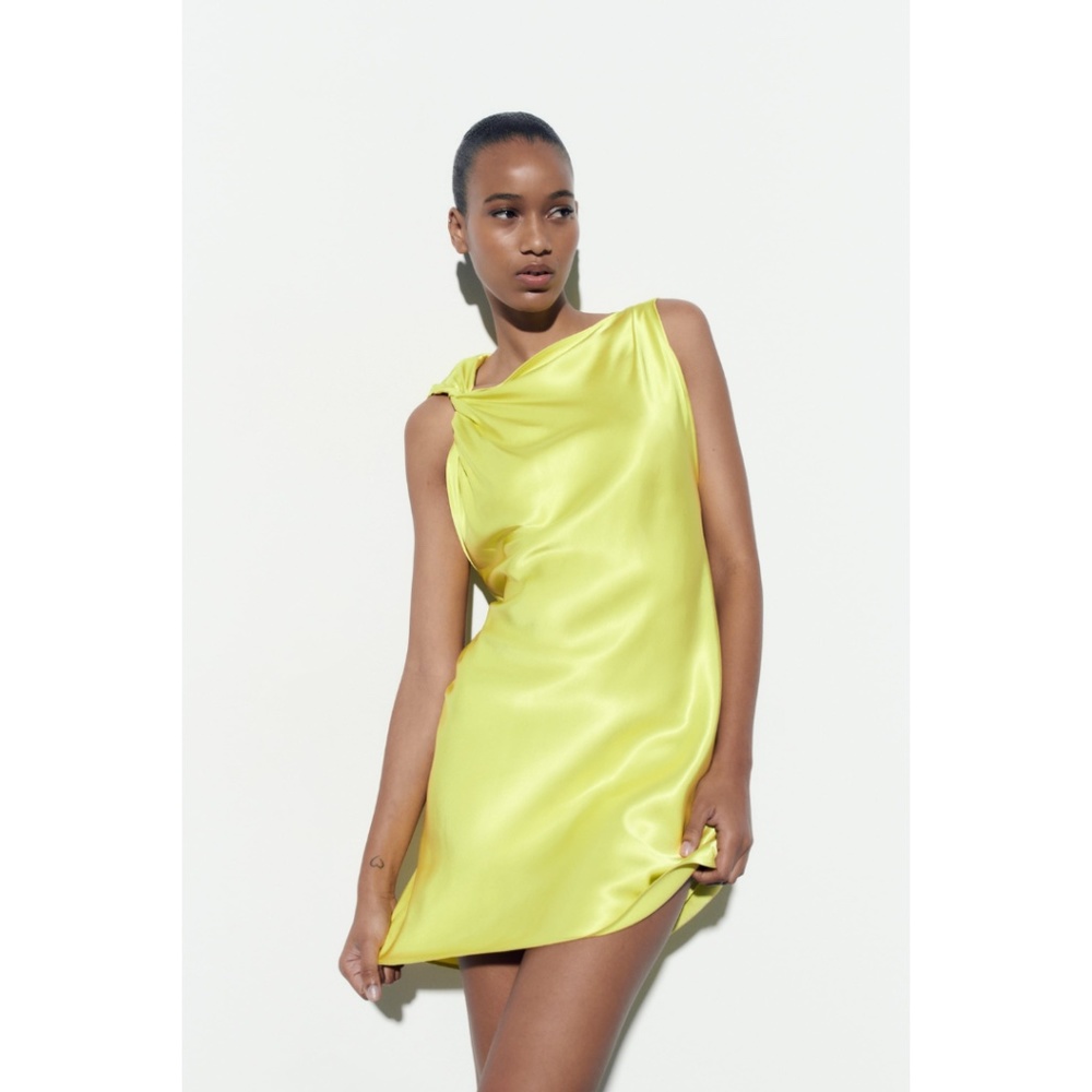 Zara Knotted Satin Effect Mini Dress